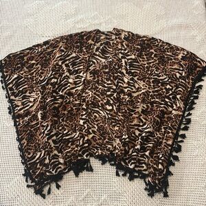Kimono Wrap Cover Up Beige Black Animal Print One Size